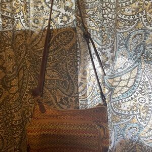 Rosetti Brown and Tan Crossbody Bag with Woven Texture